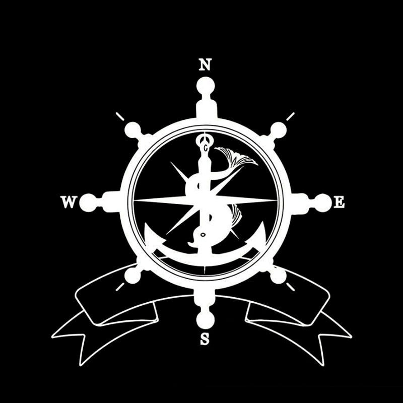 17.5cm*18cm NSWE Fashion Sea Helm Flag Symbol Anchor Compass Travel Pirates Sailing Car Sticker S6-3535