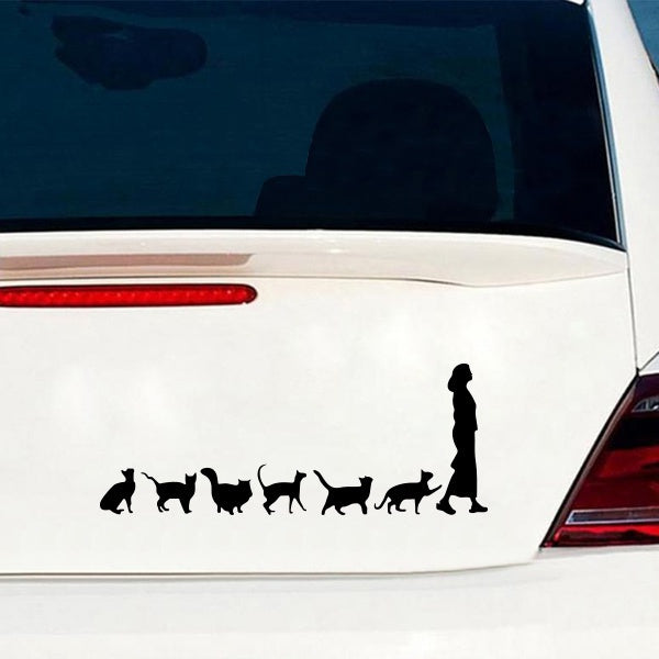 Cat Follow Lady Cute Car Sticker Pet Decal for Car Window Bumper Door Body Truck SUV Body Decoration