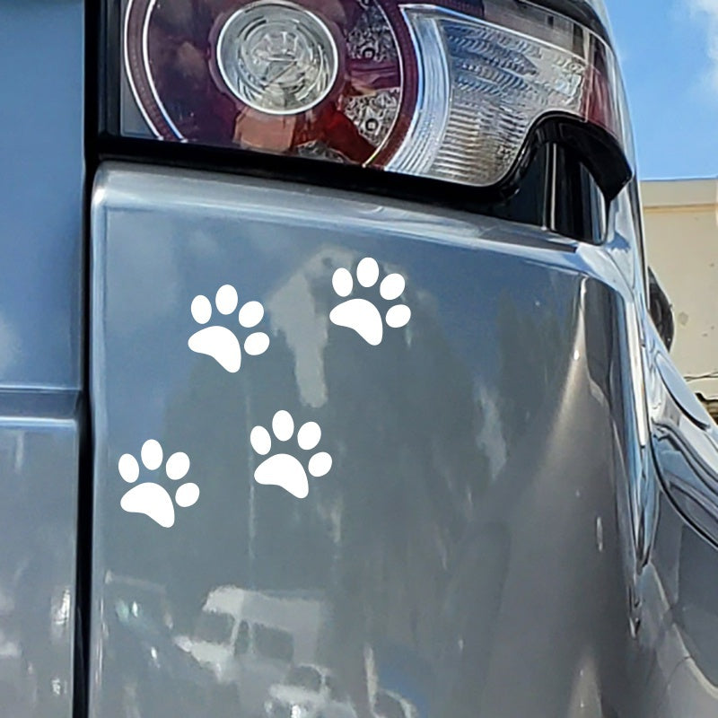 4 Dog Paw Print StickerFunny Laser Sticker Trucks Windows Motorbike Bumper Computer Vinyl Decal