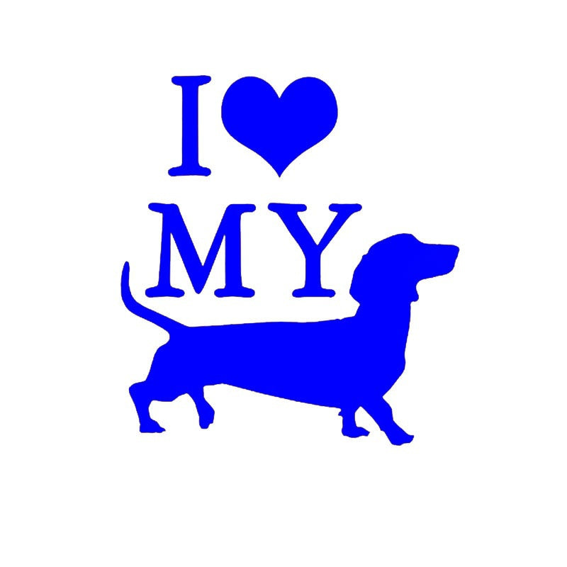 10cm*11cm I Love My Weiner Dog Vinyl Car Window Bumper Car Sticker Car Styling Decorative Decal Fashion Accessories