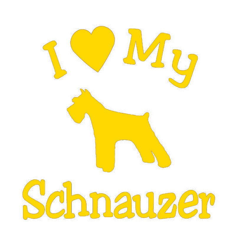 13.4cm*13cm 6 Colors I Love My Dog Schnauzer Pet Car Sticker and Decals Car Styling Personality Stickers Removable Waterproof