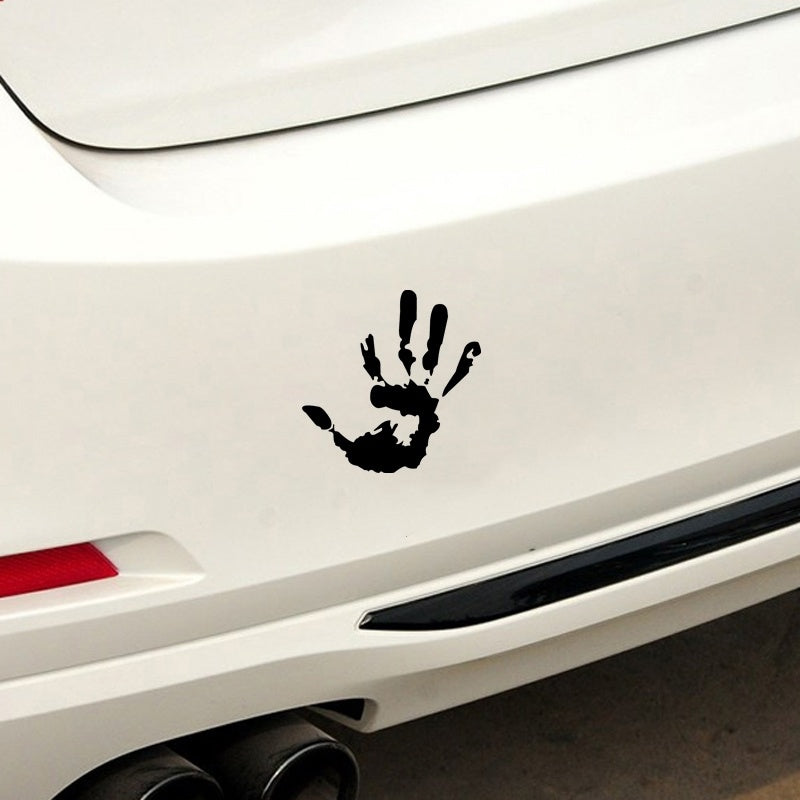 14cm*13.6cm Personality Handprint Car Sticker Funny Car Window Bumper Vinyl Decal Black / White (6 Colors)
