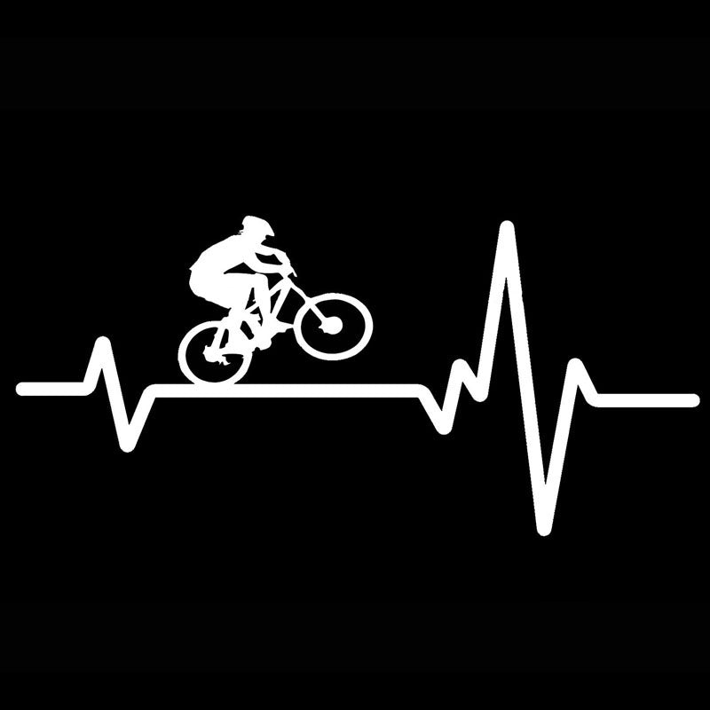 16.9cm*7.9cm Cycling Mountain Bike Helmet Heartbeat Decal Vinyl Car Sticker Laptop Home Decor 6 Colors