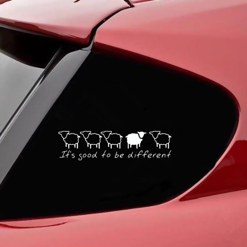 20cm*5.2cm \It's Good To Be Different\ Sheep Design Vinyl Car Sticker Funny Cartoon Animal Car Decal
