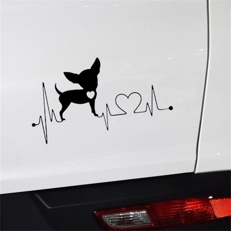 2Pcs 11.7*6.6cm Chihuahua Dogs Vinyl Decal Lovely Waterproof Car Window Stickers Car Styling Decoration 6 Colors