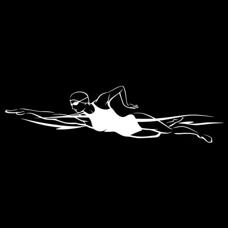 17.3CM*4.5CM Fashion Swimmer Sport Decor Car Sticker Vinyl Black/Silver S9-0673