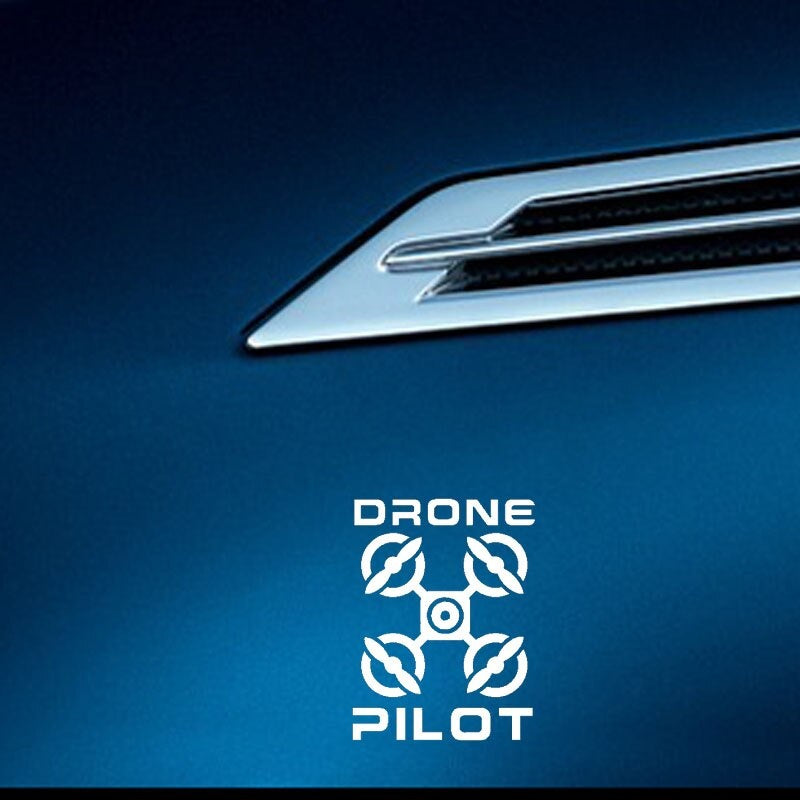 10.2CM*13.4CM Cartoon " DRONE PILOT " UAV Drone Car Sticker Vinyl Decal Black/Silver C3-0193