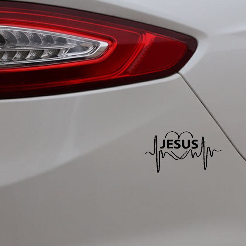14.7CM*7.9CM Jesus Lifeline Heart Religious Car sticker Vinyl Decal Popular Christian Black/Silver C3-1383