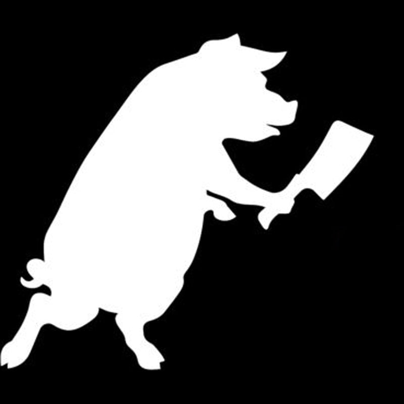 14.4X13CM PIG WITH BUTCHER KNIFE Fun Vinyl Car Sticker Motorcycle Decal Black Silver S6-2382