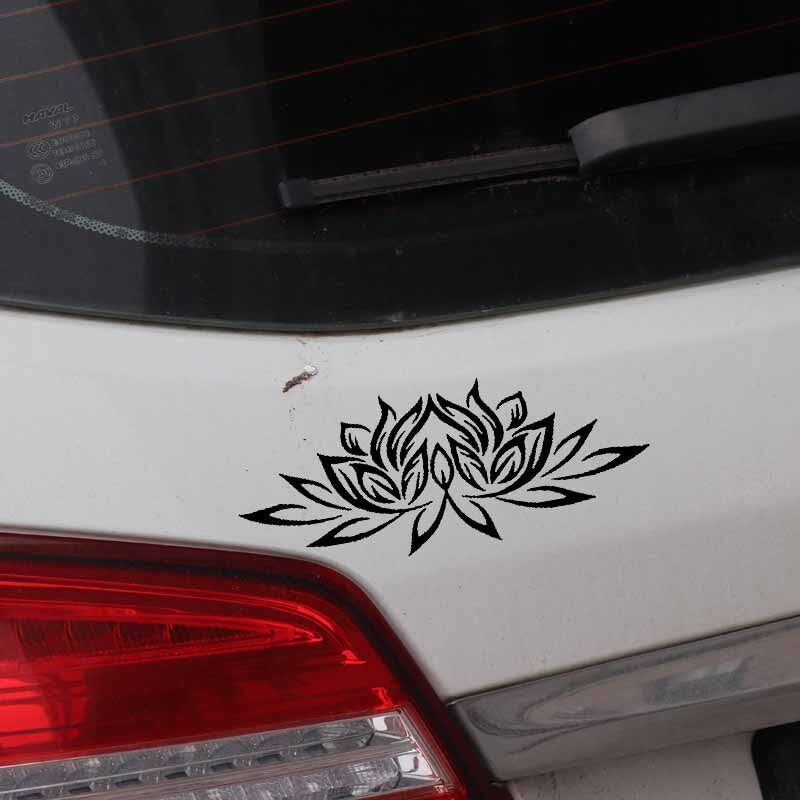 16CM*6.3CM Creative Design Car Sticker Vinyl Decal Blooming Lotus Black/Silver C23-0416