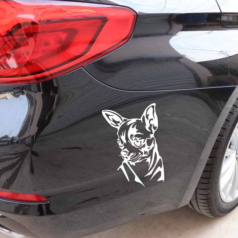 10.8X16.3CM Intereting Chihuahua Decal Vinyl Car Stickers Windows Decor Black/Silver C24-1597