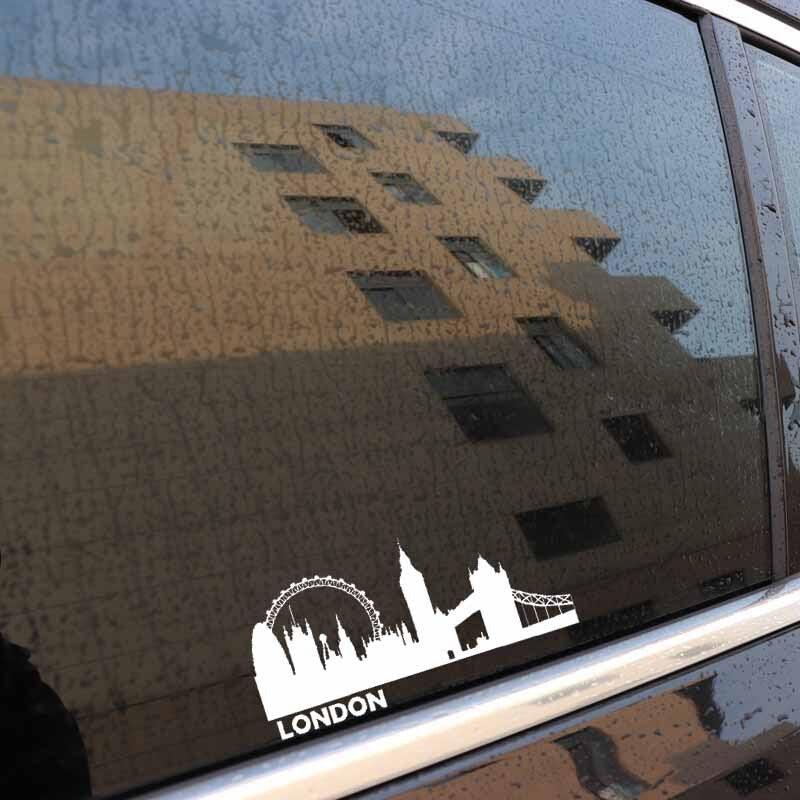 18.9CM*9.2CM London Eye City Big Ben Clock Bridge Building Vinyl Car Sticker Decal Black/Silver C3-1096