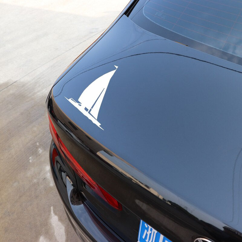 13CM*14.7CM Ordinary Ship River Simple Boat Sail Shadow Vinly Decal Car Sticker Nice Black/Silver C27-0483
