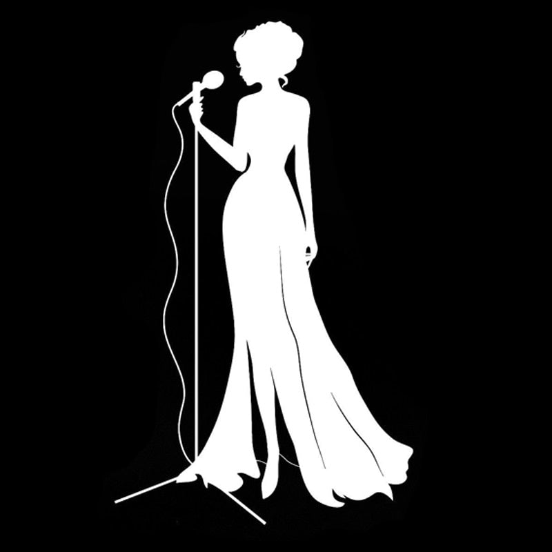 10.5CM*17.6CM Jazz Singer Microphone Live Music Silhouette Car Stickers Vinyl S9-0739