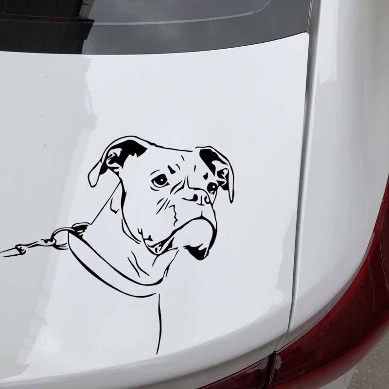 15.6X15.2CM Cartoon Boxer Dog Funny Car Sticker Pet Animals Vinyl Decal Black/Silver C24-1124