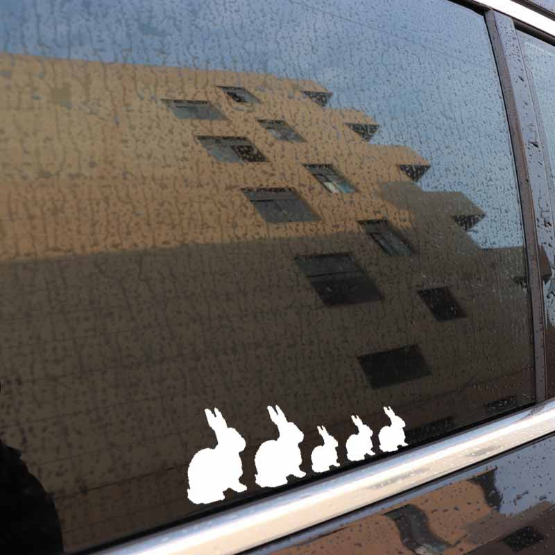 14.3CM*5.9CM Rabbit Animal Vinyl Car Sticker Decal Lovely Family Black/Silver C3-2154