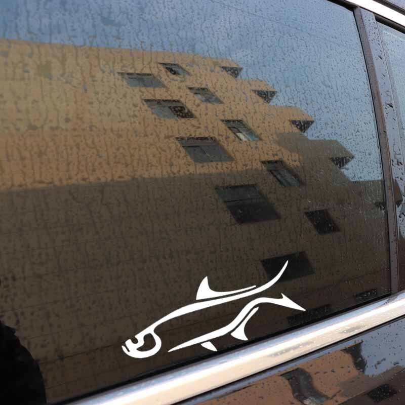 17CM*6.8CM Tarpon Decal Vinyl Abstract Car Sticker Inshore Fish Offshore Black/Silver C24-0800