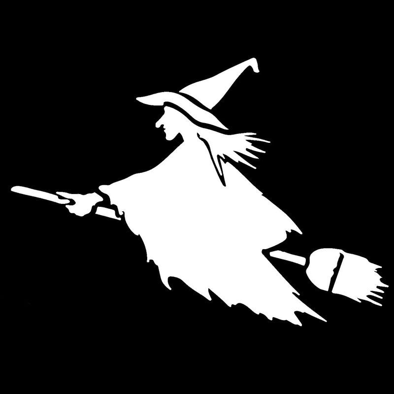 16.6cm*11.7cm Witch On Flying Broom Funny Vinyl Decal Car Window Sticker Black/Silver Accessories S6-3929
