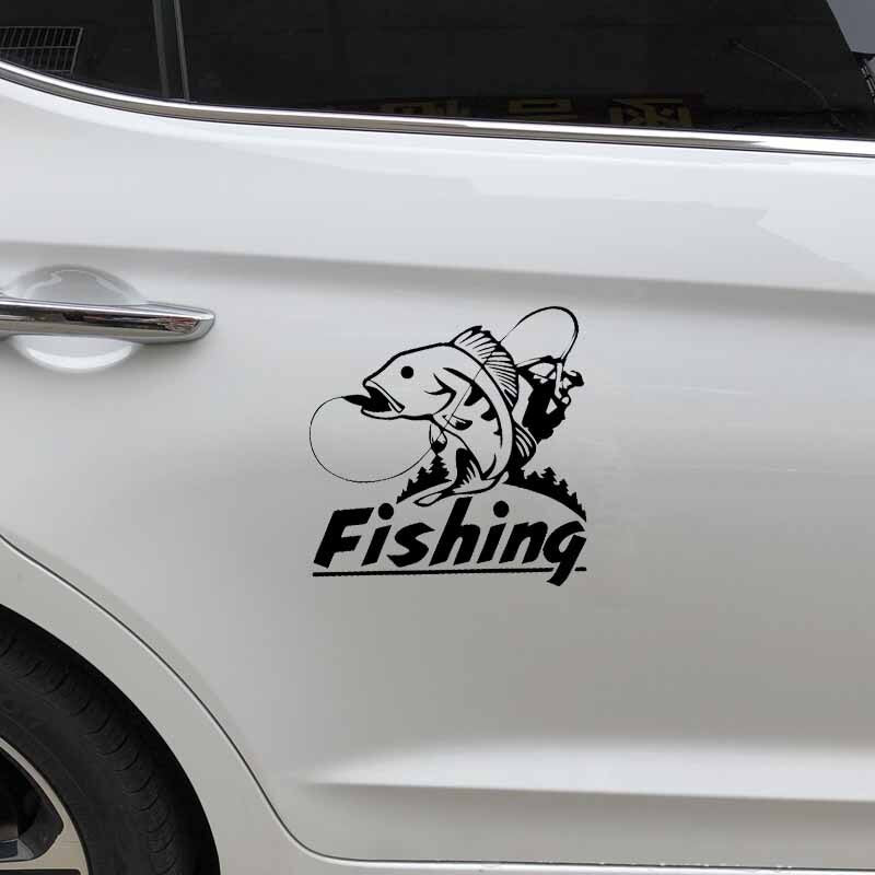15CM*15.2CM Fishing Vinyl Decal Car Truck Boat Window Fisherman Car Sticker Black/Silver C24-0944