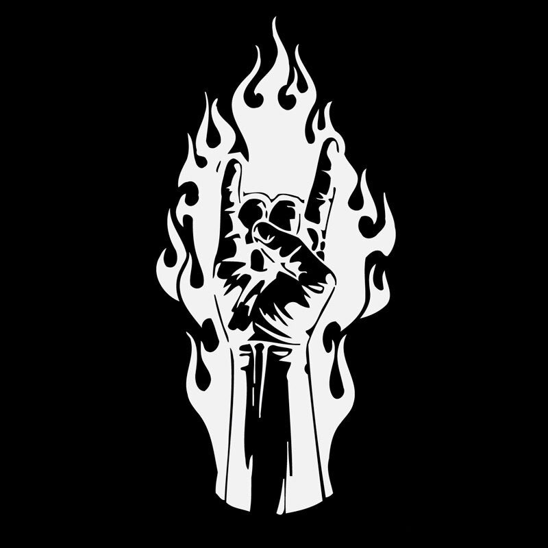 6.8cm*14.1cm Rock Metal Music Hand Fashion Vinyl Motorcycle Car Stickers S6-3285
