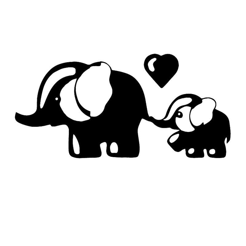 19.7cm*9.5cm Lovely Car Sticker Elephant Animal Mother and Baby Accessories Waterproof Vinyl Decal 6 Colors