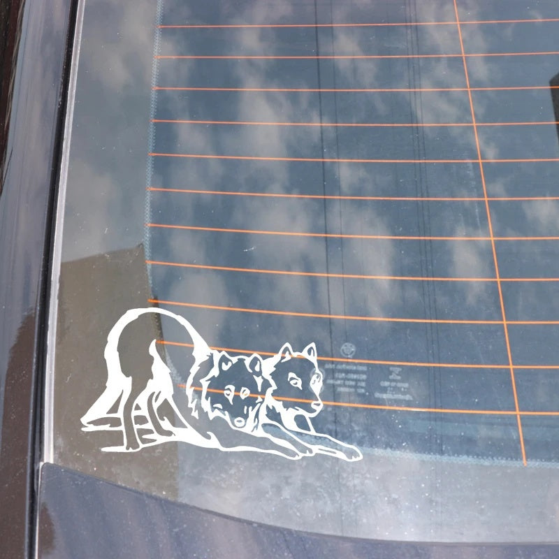 16.9cm*9.2cm Funny Animal Car Sticker Wolf Car Door Window Decoration Vinyl Decal