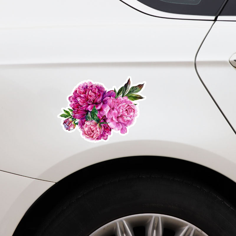 14.2*10.5CM Beautiful Peony Flowers Modelling Decor Car Stickers High Quality Graphic 11A0906