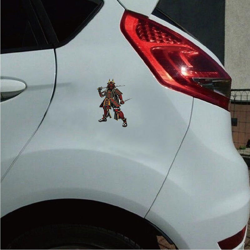 4" x5" Red and Black Japanese Warrior Samurai Vinyl Decal Bumper Sticker
