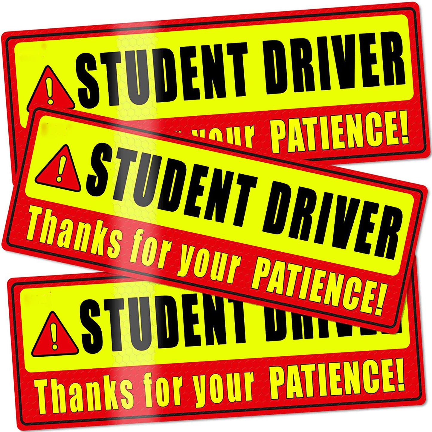 10.8×3.7inch Student Driver Vinyl Decal for Car,be Patient Student Driver Sticker Boys and Girls New Student Driver Sticker Safety Warning Red and Yellow Signs Sticker Gifts