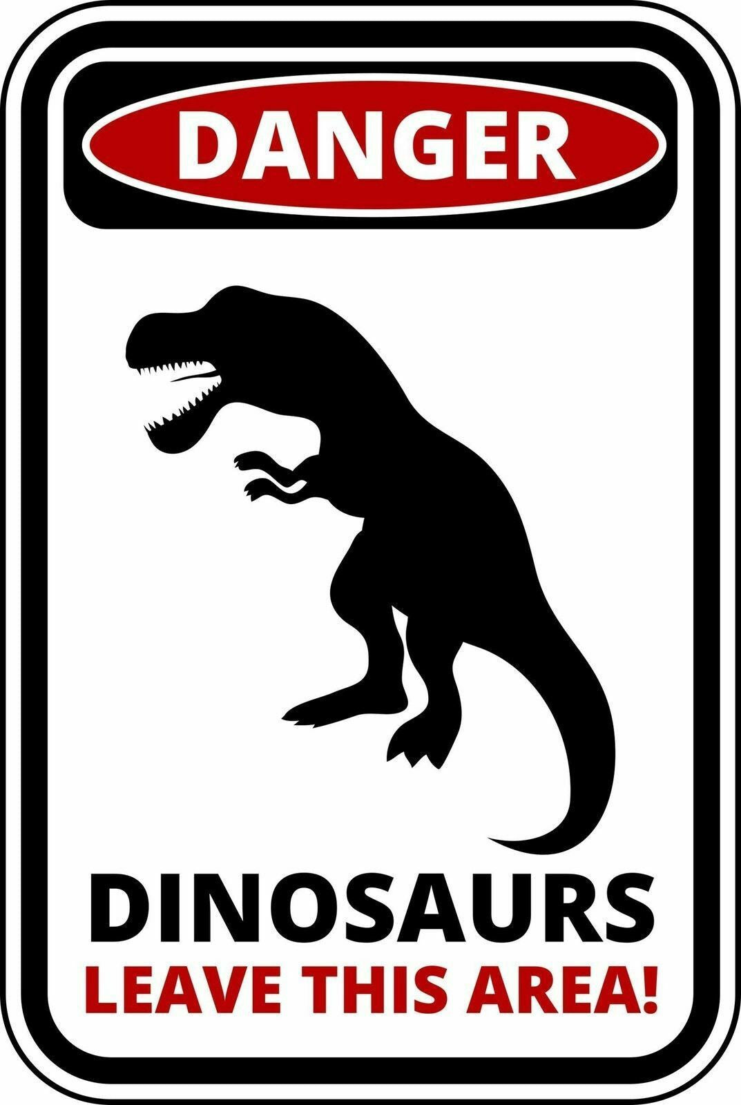 14*9CM Funny Warning Sign Danger Dinosaurs Sticker Self Adhesive