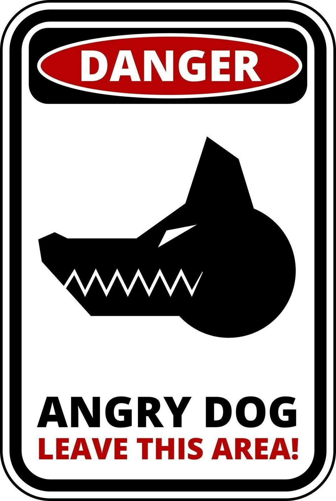 14*9cm Funny Warning Sign Danger Angry Dog Sticker Self Adhesive