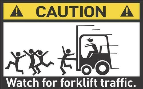 14*10cm Funny Warning Sign Caution Fork Lift Truck Operating Sticker Self Adhesive