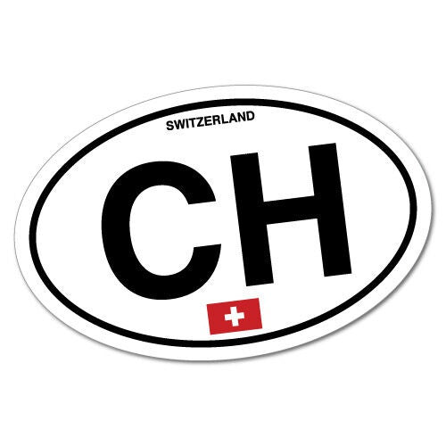 120mm x 78mm CH Switzerland Country Code Sticker Flag Bumper Water Proof Vinyl