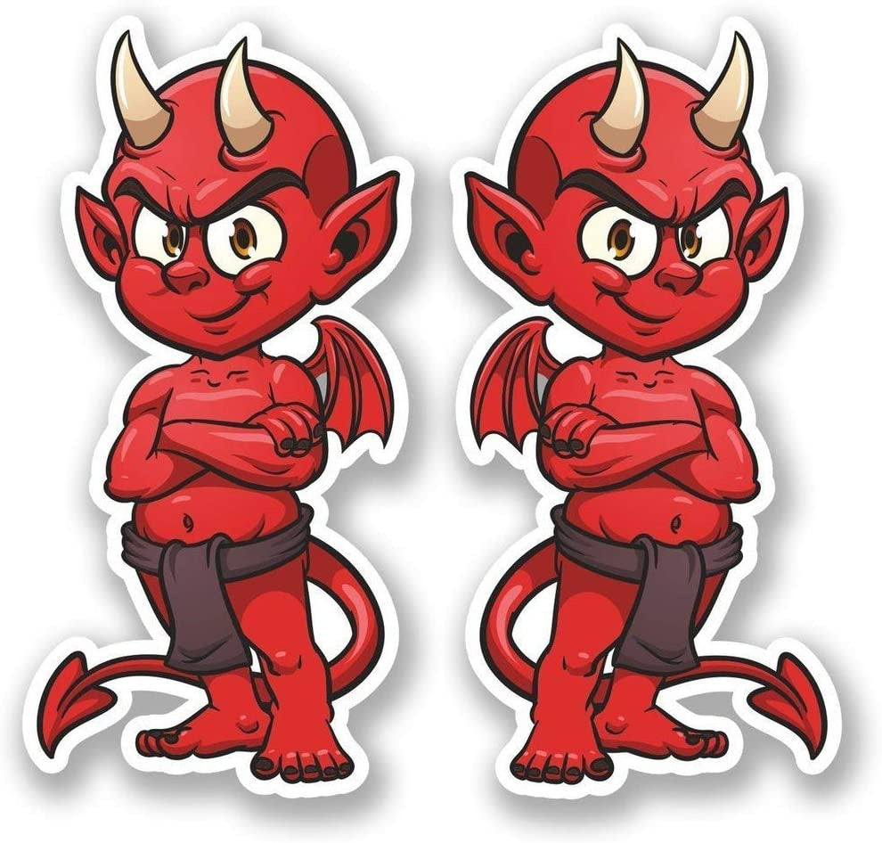 Red Devil Funny Vinyl Decal Sticker for Car, Truck, Window, Bumper 1Pair