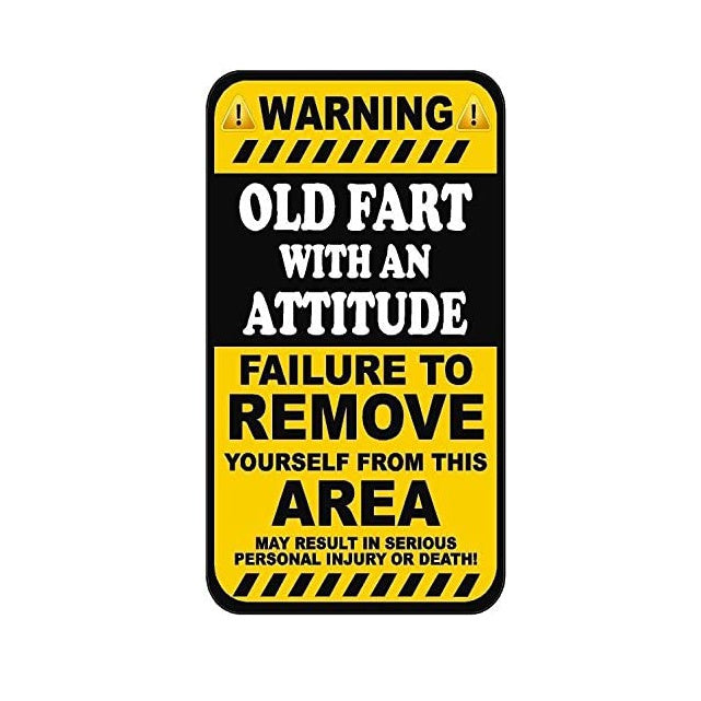 Old Fart Yellow Warning Decal Set Crabby Old Man Funny Vinyl Decal Sticker for Car, Truck, Window, Bumper
