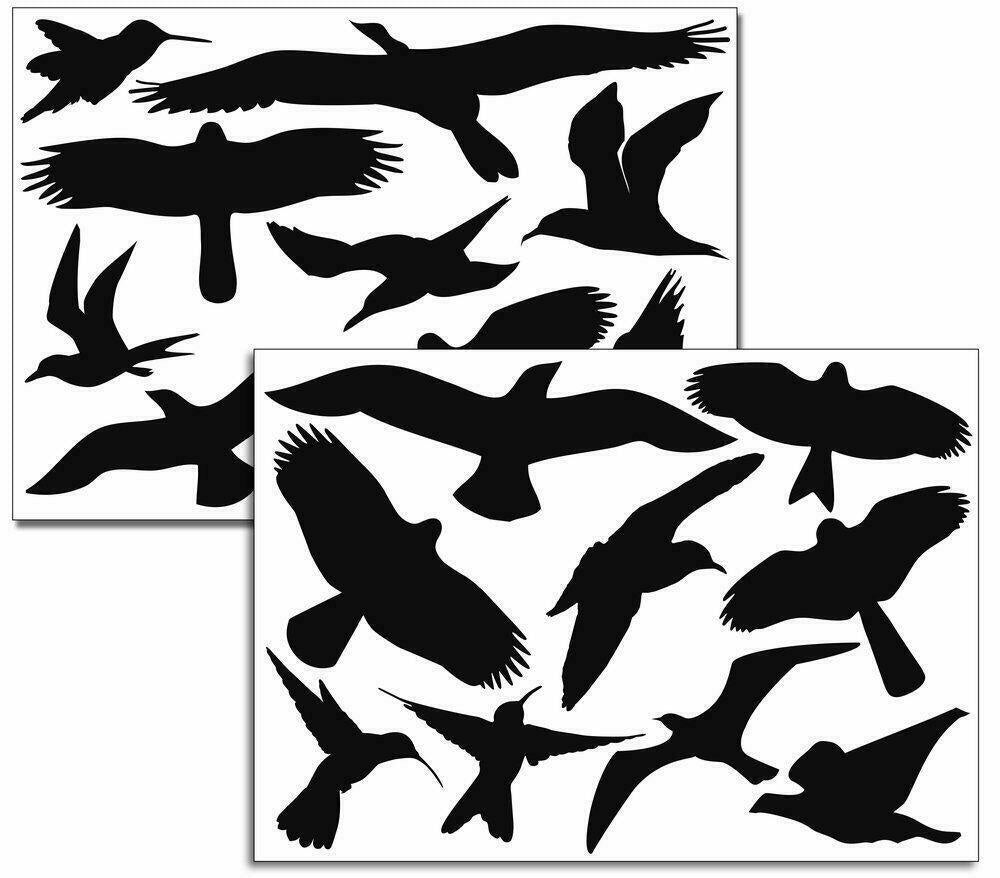 18 Bird Silhouettes Protective Warning Sticker Windows Glass For Protection
