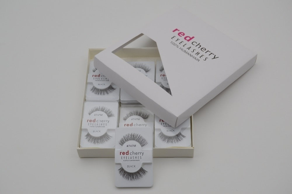 12 Pairs Soft False Fake Human Hair Eyelashes Adhesives Glamour Eye lashes Red_Cherry Makeup Beauty
