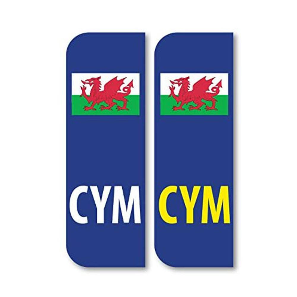 Pack of 2 CYM Wales CYMRU Flag Car Number Plate Funny Vinyl Sticker Decal for Car Truck Window Bumper