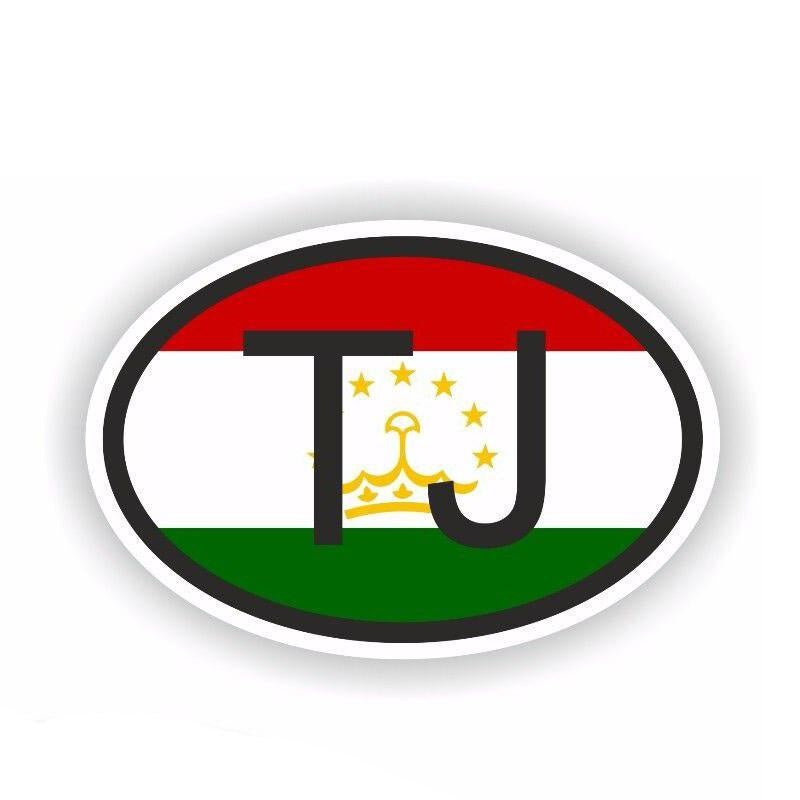 12.2CM*8.1CM Car Sticker Country Code TAJIKISTAN Small Oval Car Styling 6-0509
