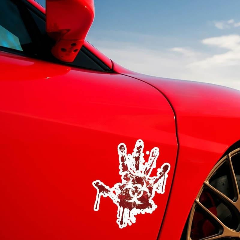 12.2CM*15CM Bloody Handprint Biohazard Zombie Car Sticker Funny Decal 12-0707