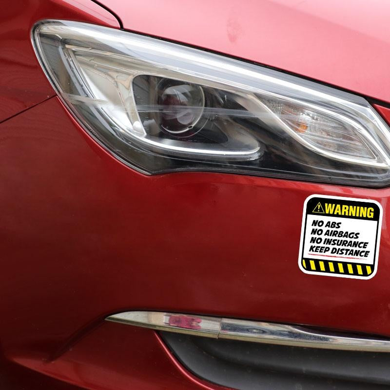 2X 8.5CM*8.5CM Danger Car Sticker Warning NO ABS AIRBAGS INSURANCE KEEP DISTANCE Decal 12-1037