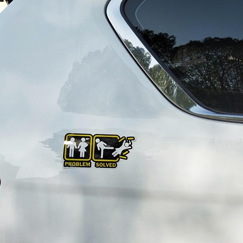 12.9CM*6.1CM Funny Annoying Wife Girlfriend Problem Solved Car Sticker Decal 12-1361