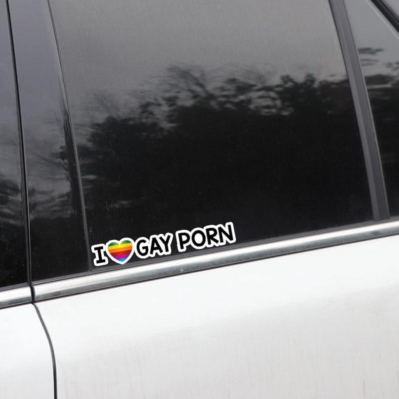14.8CM*2.2CM Creative I Love Gay Porn Funny Decal Car Sticker 12-0252