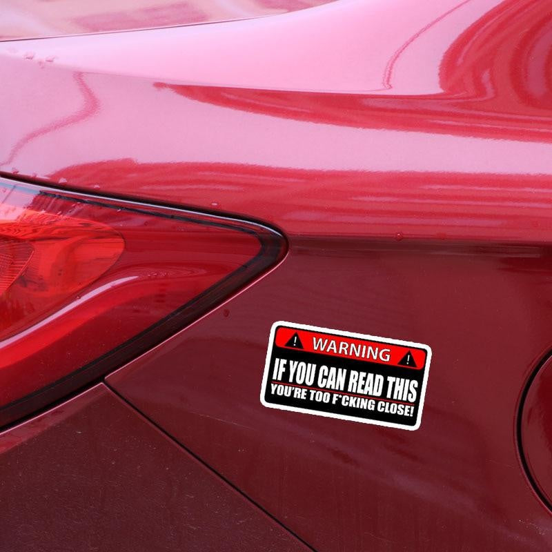 2X 14CM*7.1CM WARNING Car Sticker IF YOU CAN READ THIS YOURE TOO CLOSE Funny Decal 12-0791
