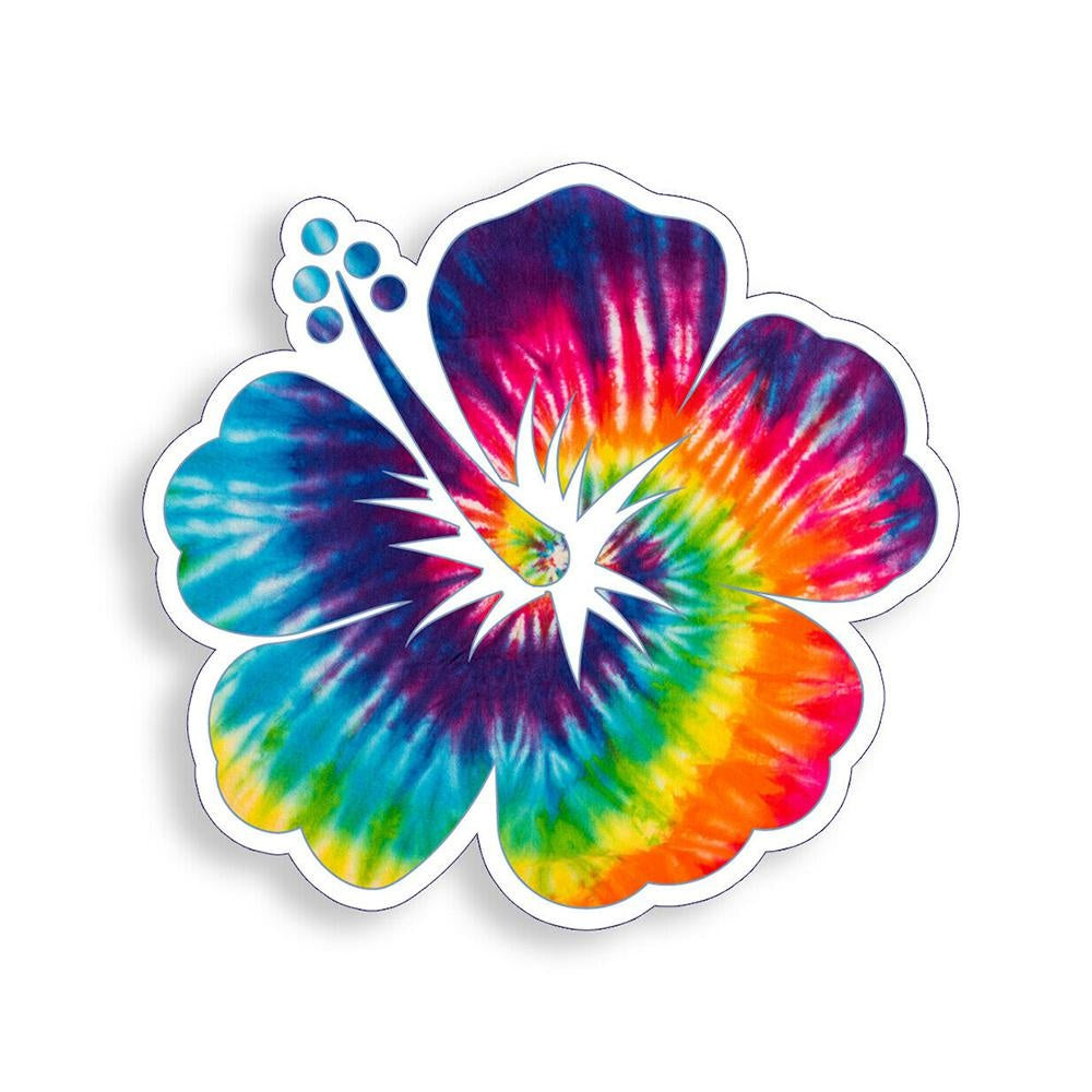 Tie Dye Hibiscus Flower Funny Vinyl Sticker Decal for Car Truck Window Bumper