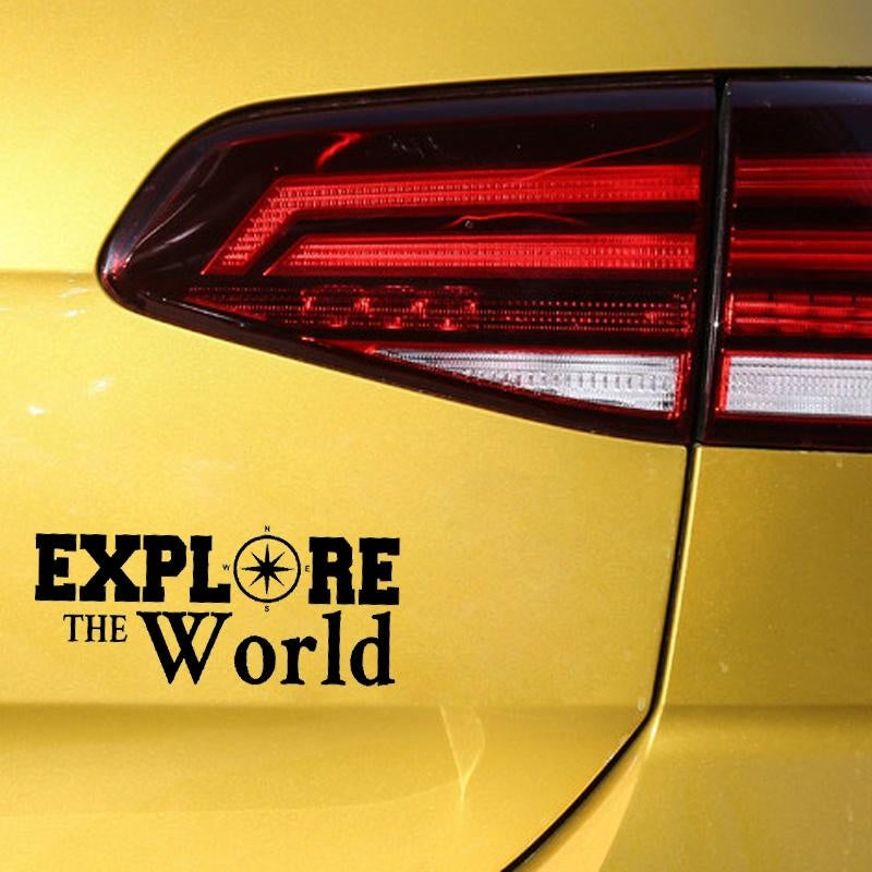15.6CM*6.8CM EXPLORE THE WORLD Compass Travel Decor Car Stickers Vinyl Decal Black Silver C10-01153