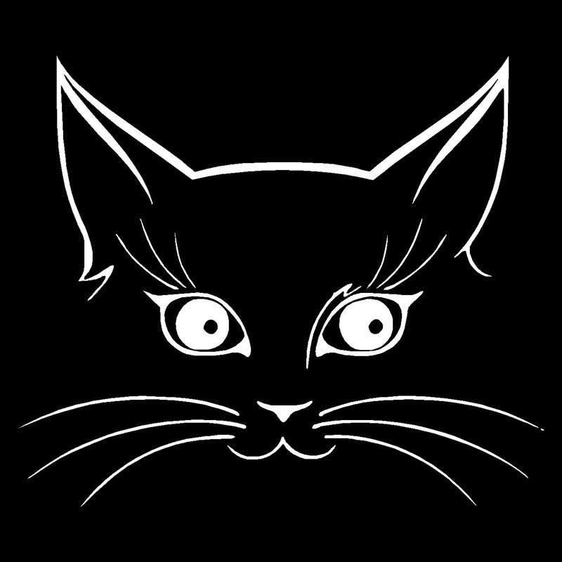 14*12CM Cute Cat Face Vinyl Sticker Car Styling Window Glass Decorative Stickers Accessories Black/Silver C6-0385