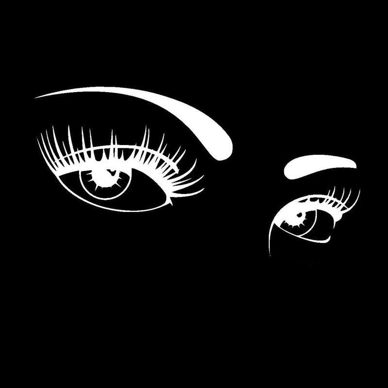 17.7*8.9CM A Pair Of Beautiful Eyes Of Car Stickers Covering The Body Of Fashion Vinyl Decals Black/Silver C7-1110