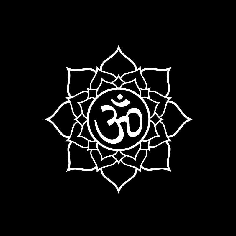 14.7CM*14.7CM Om Symbol On Lotus Vinyl Decal Car Sticker Buddhism Black/Silver C3-1558