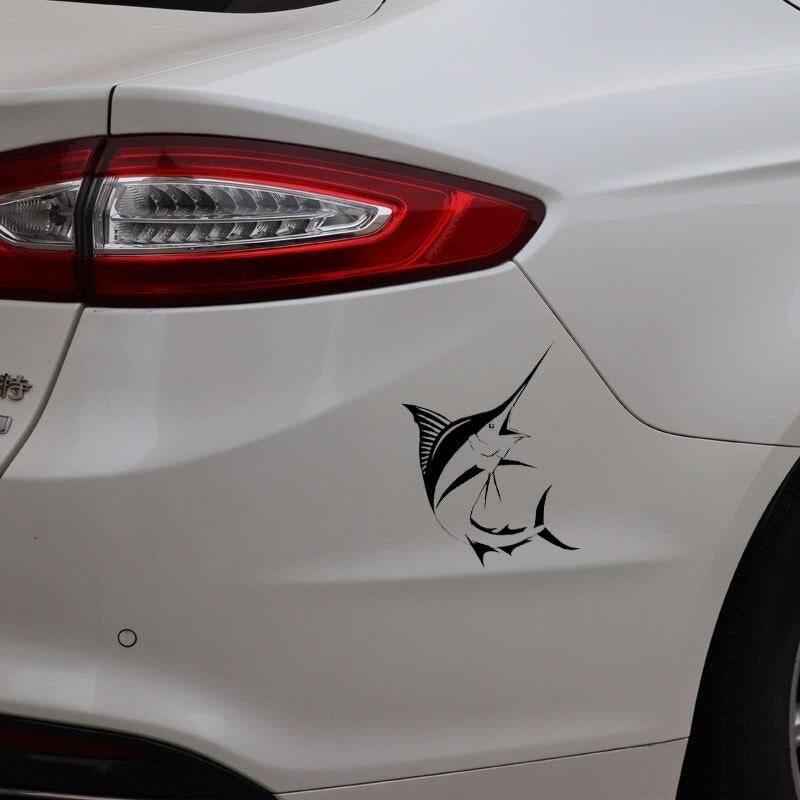 14.5CM*16CM Sword Fish Fishing Decal Auto Window Vinyl Car Sticker Black/Silver C24-0732